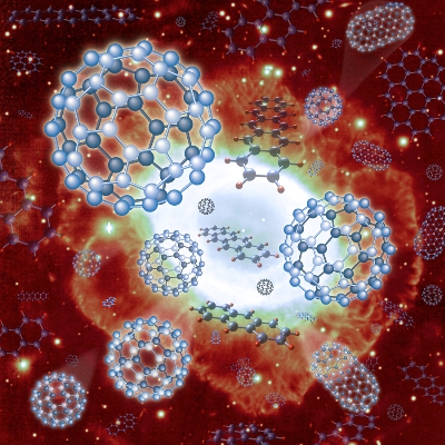 惑星状星雲に存在する炭素質ダストのイメージ
