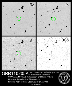 岡山MITSuME望遠鏡がとらえたGRB110205Aの残光